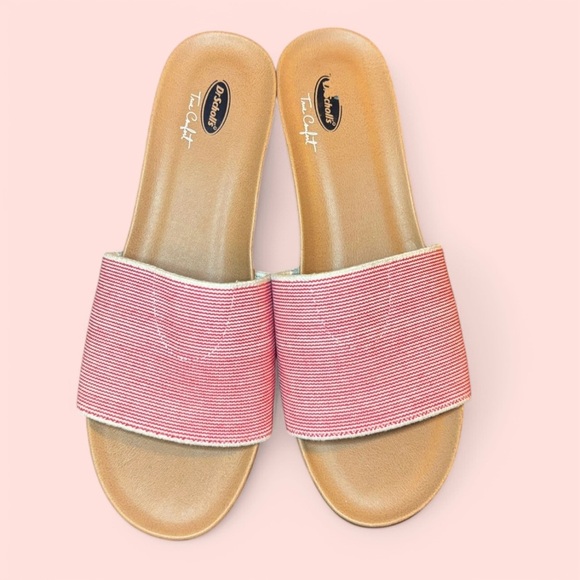Dr. Scholl's Shoes - Dr Scholls Sz 8 Lonny Cork Wedge True Comfort Sandals Slide-On Red